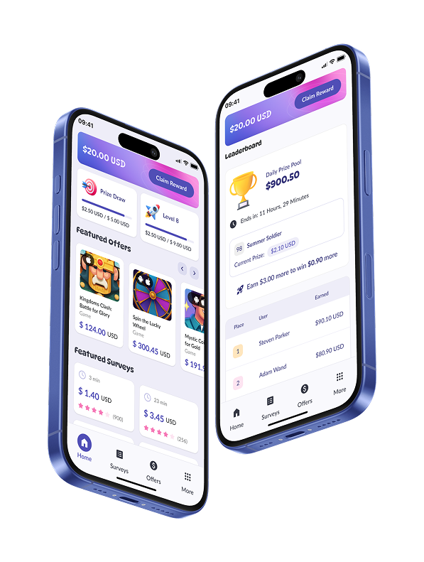 EarnStar App example with tasks and reward